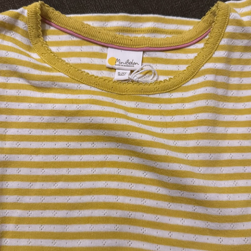 Mini Biden like new Yellow Striped Pointelle Tee